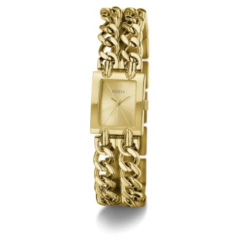 GUESS Rectangle 20mm Champagne Dial Analog Women Watch - GW1112L2