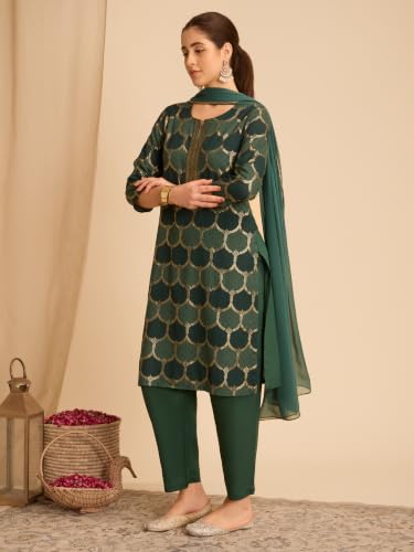 Rangriti Rayon Printed Straight Festive Kurta With Salwar And Dupatta