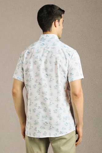 Louis Philippe Men White Print Half Sleeves Casual Shirt