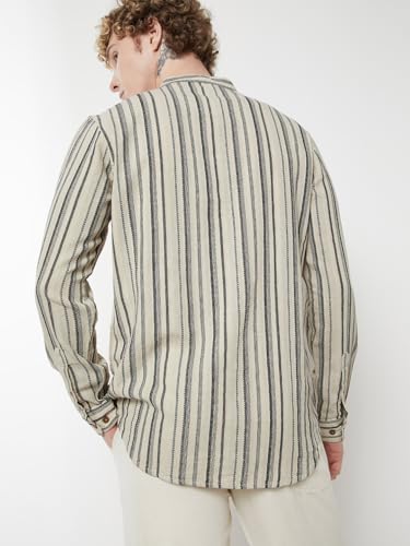 Max Men Striped Slim Fit Short Kurta (Blue_S)