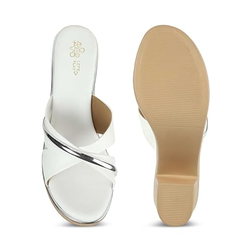 tresmode ALBANNY White Women's Dress Block Heel Sandals in Size 5 UK / 38 EU