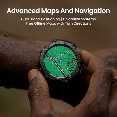 Amazfit T-Rex 3 Outdoor Rugged Military 48mm Smart Watch, Built in GPS, 27 Days Battery Life, Offline Maps, 2000 Nits Brightness, 10 ATM Water Resistance, AI Coach, for iOS & Android (Lava)