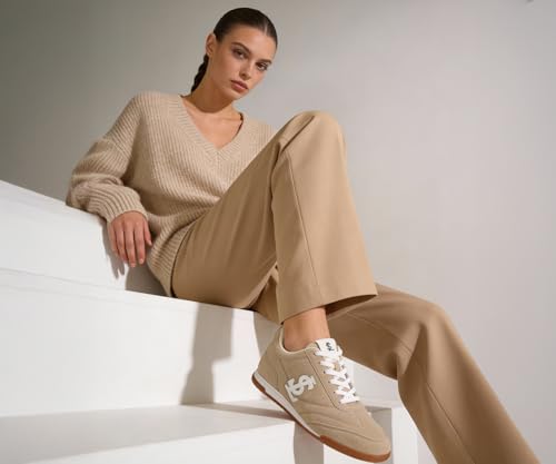 LOUIS STITCH Women’s Beige Casual Lightweight Sneakers | Ortholite Cushioned Comfort | Dual-Color TPR Sole | Lightweight & Comfortable Casual Lace-Up Shoes | LSD-SNK-NBL-BG | UK-5