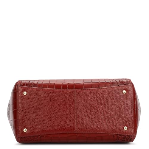 Da Milano Leather Red Satchel Bag for Women (00687OL)