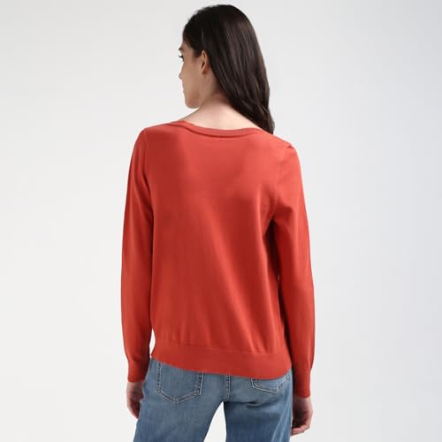 Tommy Hilfiger Red Organic Cotton Solid Women Regular Fit Sweater