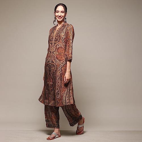 BIBA WOMEN PRINTED STRAIGHT MIX AND MATCH(JAMAWAR 2124_BEIGE_36)