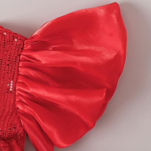 Hopscotch Girls Red Short Sleeves Sequin Bodice Flared Party Dress for Age (12-18 Months)