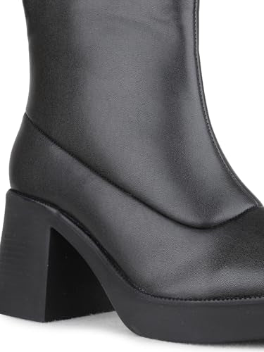 Inc.5 Womens Black Party Solid Round Toe Lace-up Long Boots