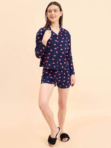 Sweet Dreams Women Printed Full Sleeves Shorts Set