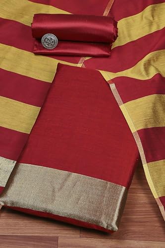 Biba Women Red Cotton Unstitched Suit Set_FREE SIZE