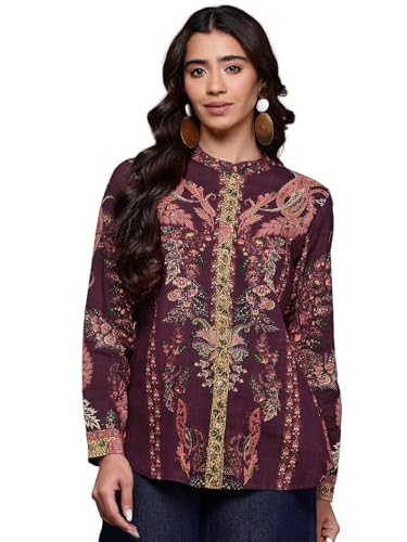 Aarke Ritu Kumar Wine Tuberose Full Sleeve Shirt with Camisole