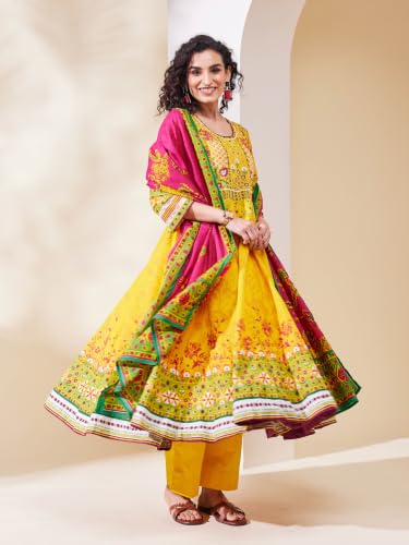 BIBA Cotton Printed Anarkali Semi_Formal Kurta Set