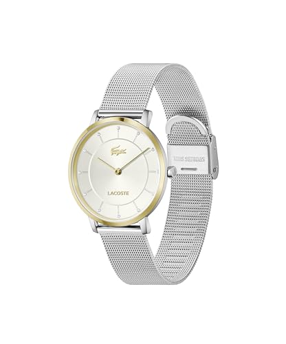 Lacoste Crocorigin Qtz Basic Slim Silver Round Dial Women's Watch- 2001472