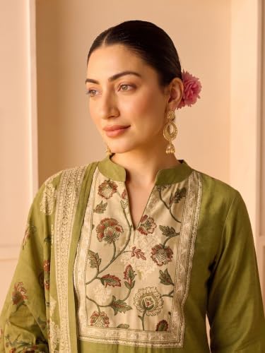 Varanga chanderi printed kurta with trouser and dupatta