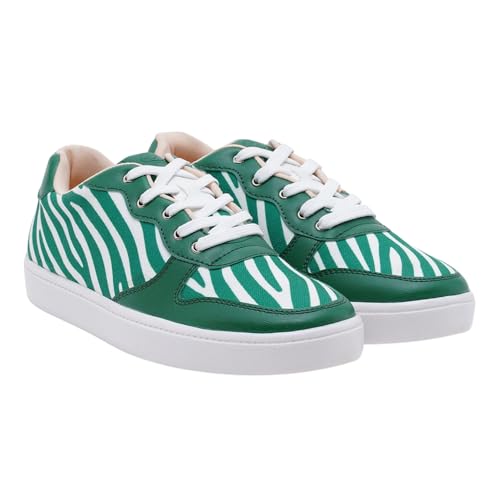 THE QUIRKY NAARI Green - Z Sneakers in Playful Pattern | Green | 5 UK