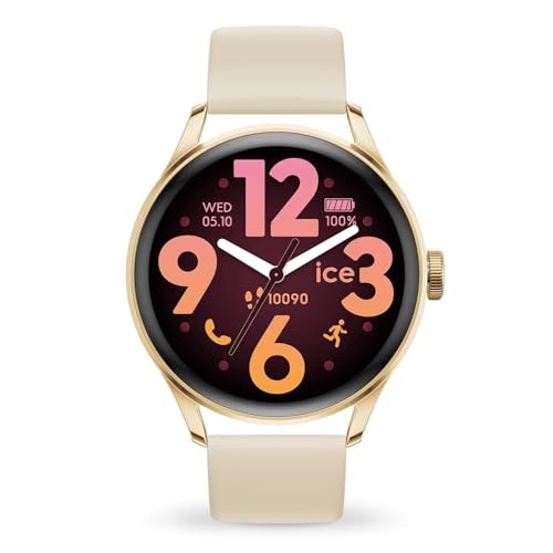 ICE-WATCH - ICE smart 3.0-1.2 Gold Beige AMOLED GPS - Women's round smartwatch with silicon strap - 025115 (1.20 inches)