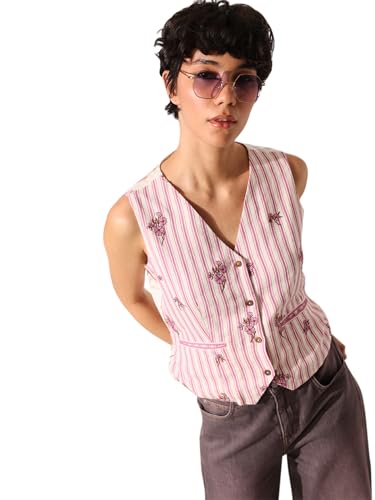 ONLY Women Regular Fit Pink Waistcoat