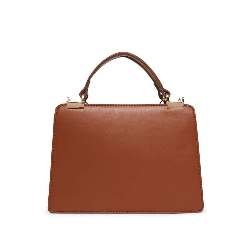 Anne Klein Solid Faux Leather Zipper Closure Women's Satchel Bag (Brown, XL)