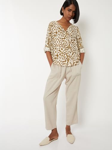 Max Women Printed Blouse (Yellow_XXL)