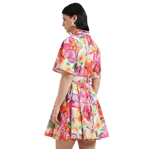 United Colors of Benetton Regular Fit Spread Collar Floral Dress (Size : XL) - 26P4WVNDR325I901 Multicolour