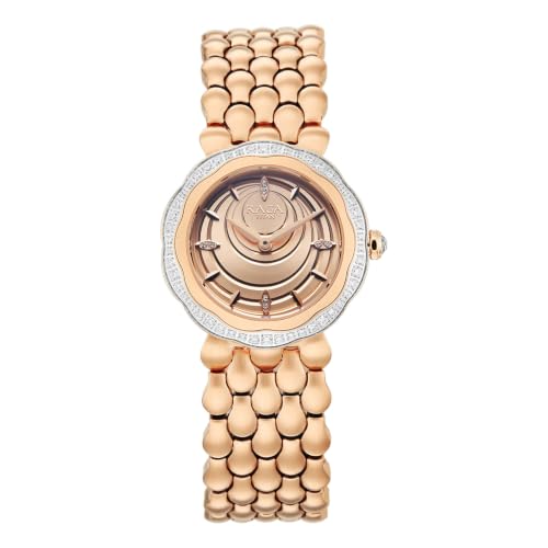 Titan Raga Paris with Love Quartz Analog 2Hands Display Rose Gold/Sunray Brushed dial with Embossed Pattern Dial Light Rose Gold Stainless Steel Strap Watch for Women - 2838WM01