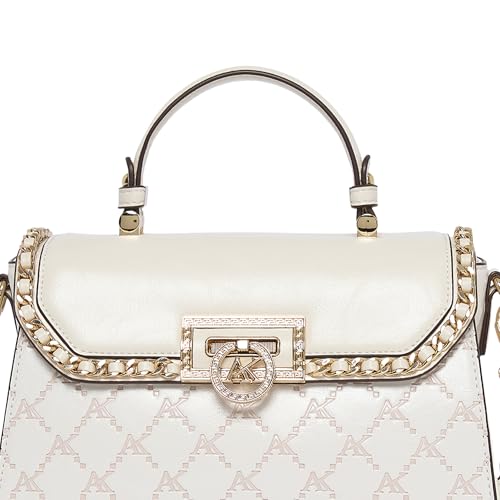 Akiki London Women's Heston 24 Flap Medium Satchel Handbag|comes with Dog Charm|Top Grab Handle|Metal Finish|Stylish Ladies Purse|Party Handbag for Women