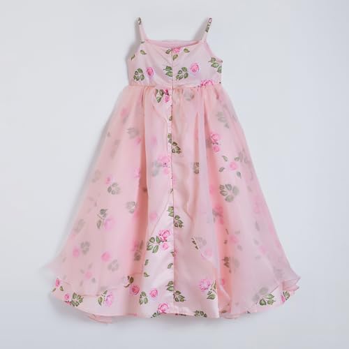 Hopscotch Girls Pink Sleeveless Floral Applique Gown for Age (18-24 Months)