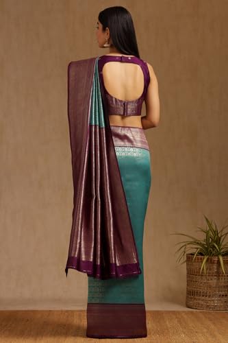 Soch Womens Silk Blend Zari Woven Saree With Zari Woven