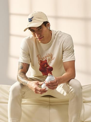 THE BEAR HOUSE Men Cotton Graphic Printed Tshirt Beige