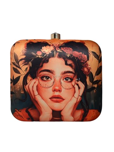 Enchanting Woman Portrait Printed Clutch