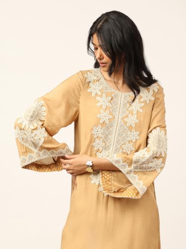 Ritu Kumar Beige Rozaa Full Sleeve Kurta With Pant