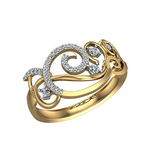 DISHIS 18k(750) BIS Hallmark Yellow Gold Diamond Ring for Women-size-18