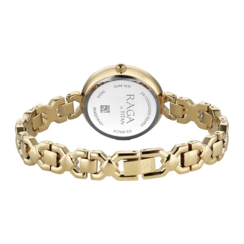 Raga Spotlight 2.0 Quartz Analog 3Hands Display Silver Dial Gold Color Strap Watch for Women - 95420YM01