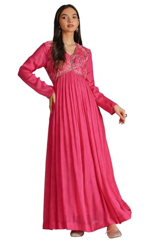 Soch Women's Chinon Maxi Dress (RSD-CWS5KU61331 Fuchsia