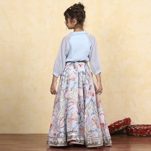 Biba Girl's Georgette Lehenga Set (KWJAITAL6442AW25SKBLU_Sky Blue_4 5 Years)