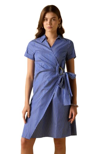 Women Blue Stripe Casual Dress