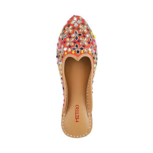 Metro Womens Synthetic Red Mojaris (Size (3 UK (36 EU))