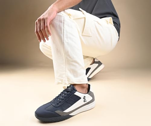 LOUIS STITCH Blue and Grey Sneaker for Men | Comfortable Lace-Up Sneaker | LSP-SNK-AVI004-BUGY | UK-8