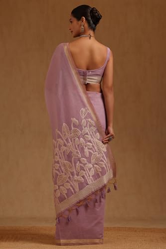 Soch Womens Lavender Chanderi Zari Woven Saree