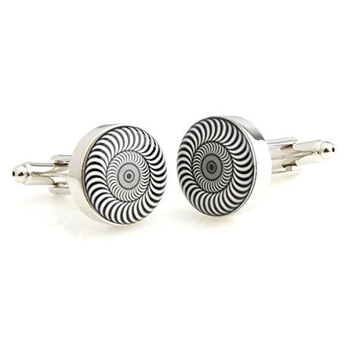 Peluche Designer Black & White Enamel Cufflinks for Men