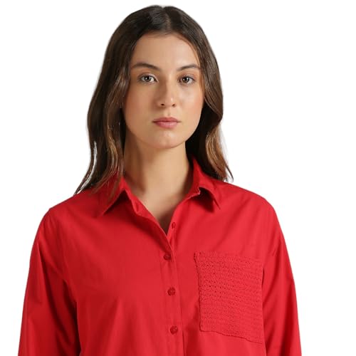 Pepe Jeans Women's Regular Fit Shirt (PL305085_HOT RED