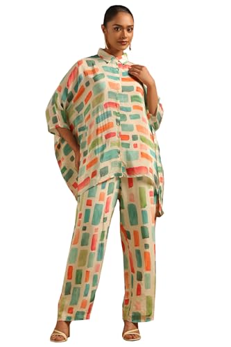 Soch Womens Multicolour Crepe Abstract Kaftan Suit