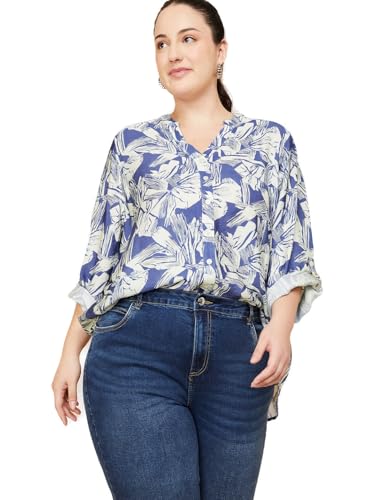 Max Women Printed Shirt (Blue_XXL)