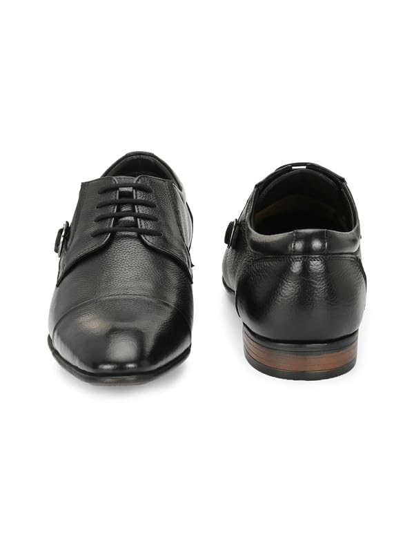HITZ Men's Black Leather Lace-Up Shoes - UK 7