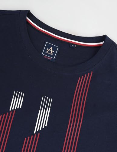 Arrow Sport Men's Regular Fit T-Shirt (ASAEOTS5118_Navy
