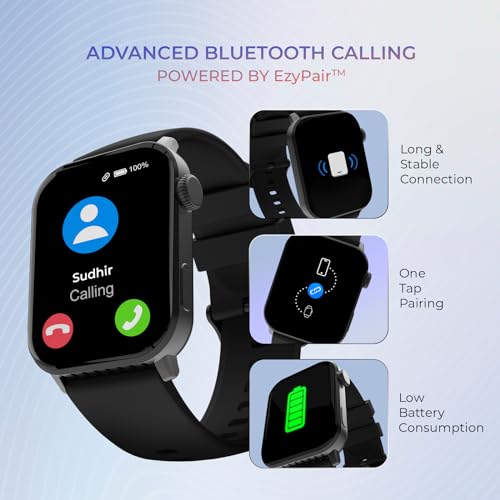 beatXP Unbound+ 1.8" (4.5 cm) AMOLED Display (1000 Nits Brightness), Bluetooth Calling Smart Watch, 100+ Sports Modes, Health Rate, SpO2 & Sleep Monitoring, Upto 7 Days Battery Life (Electric Black)