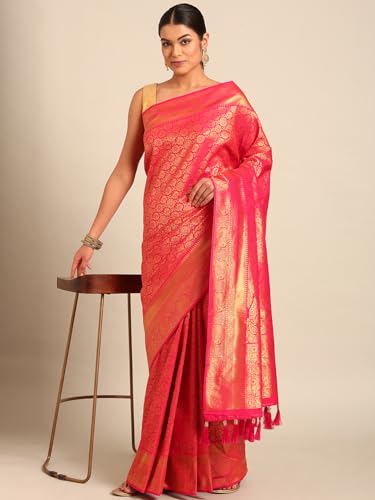 MOHEY Rani Art Silk Zari Weave Saree for Women