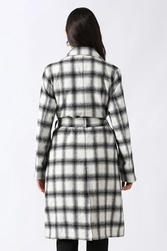 Women White Check Casual Jacket