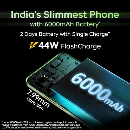 iQOO Z9x 5G (Tornado Green, 8GB RAM, 128GB Storage) | Snapdragon 6 Gen 1 with 560k+ AnTuTu Score | 6000mAh Battery with 7.99mm Slim Design | 44W FlashCharge