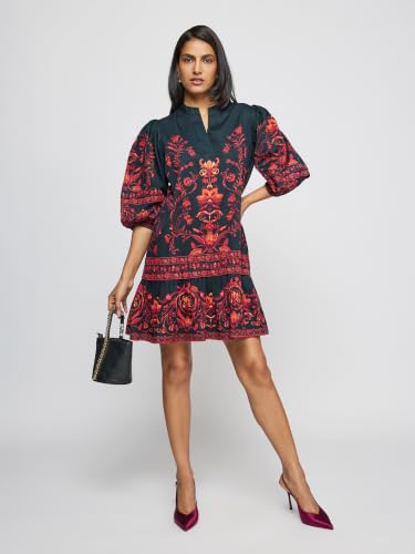 Label RITU KUMAR Dark Green Marlette Short Dress